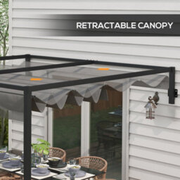 Outsunny 3 X 4M Wall Mounted Pergola With Retractable Roof, Dark Grey - thumbnail 5