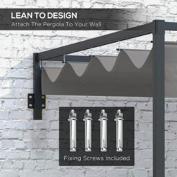 Outsunny 3 X 4M Wall Mounted Pergola With Retractable Roof, Dark Grey - thumbnail 4