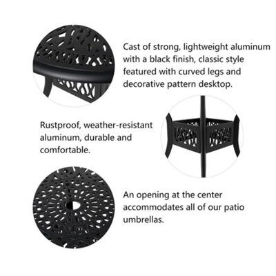 Breeins 3-Piece Black Outdoor Metal Garden Furniture Set Dining Coffee Set For Garden Patio Lounge Balcony Set With Cushions