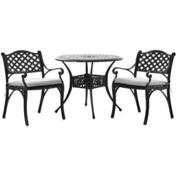 Breeins 3-Piece Black  Outdoor Metal Garden Furniture Set  Dining Coffee Set For Garden Patio Lounge Balcony Set With Cushions - thumbnail 2