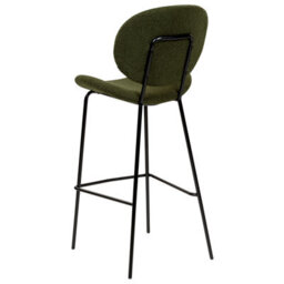 Wyld And Coco Boucle Bar Chairs Set Of 2 Dark Green With Black Iron Legs, Armless Counter Stools For Kitchen And Dining - thumbnail 7
