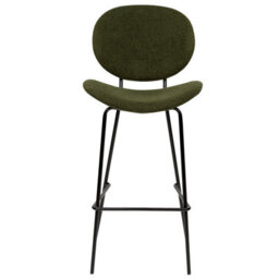 Wyld And Coco Boucle Bar Chairs Set Of 2 Dark Green With Black Iron Legs, Armless Counter Stools For Kitchen And Dining - thumbnail 6