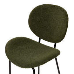 Wyld And Coco Boucle Bar Chairs Set Of 2 Dark Green With Black Iron Legs, Armless Counter Stools For Kitchen And Dining - thumbnail 8