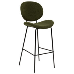 Wyld And Coco Boucle Bar Chairs Set Of 2 Dark Green With Black Iron Legs, Armless Counter Stools For Kitchen And Dining - thumbnail 5