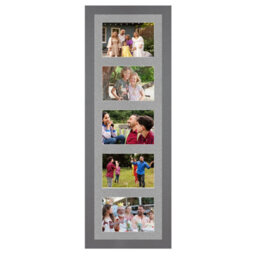 AK Frames 26X8 Dark Grey Modern Multi Photo Frame With Silver Mount - Holds 5 Apertures (5X) 6X4 Photos