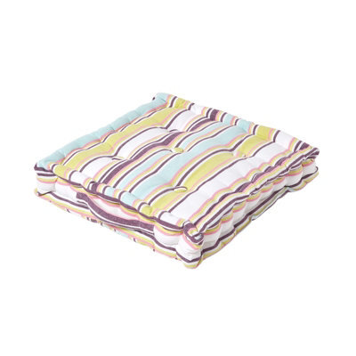 Homescapes Cotton Osaka Green Stripes Floor Cushion, 40 X 40 Cm - image 1