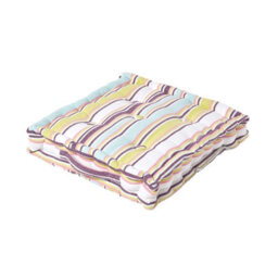 Homescapes Cotton Osaka Green Stripes Floor Cushion, 40 X 40 Cm - thumbnail 1