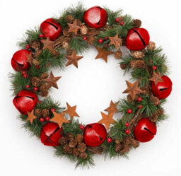 Shatchi 40Cm Bells Stars Pine Green Christmas Wreath - thumbnail 5