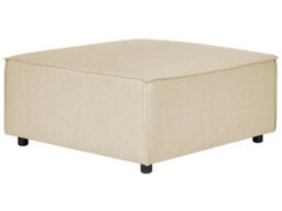 Wyld and Coco Beige Linen Ottoman Square Footstool - Faux Linen Upholstered, Compact Contemporary Design - thumbnail 3