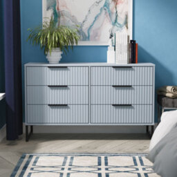 Ancona Matt Denim Blue 6 Drawer Chest (H)678mm (W)1130mm (D)395mm - thumbnail 1