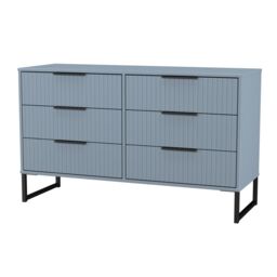 Ancona Matt Denim Blue 6 Drawer Chest (H)678mm (W)1130mm (D)395mm - thumbnail 3