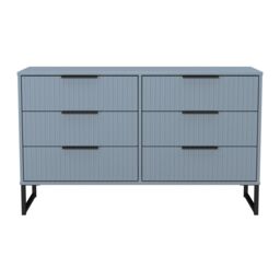 Ancona Matt Denim Blue 6 Drawer Chest (H)678mm (W)1130mm (D)395mm - thumbnail 2
