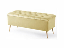 90Cm Amara Chesterfield Ottoman Storage Bench - Plush Velvet Shoes Bench - Cream Upholstery Footstool Storage With Legs - thumbnail 3