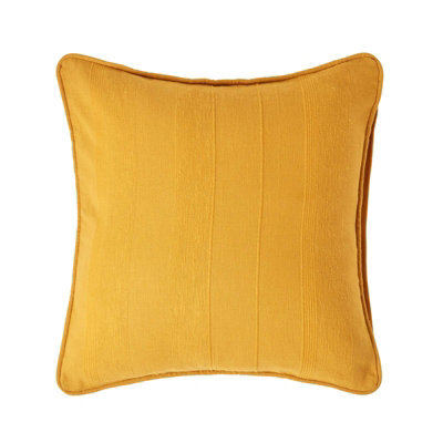 Homescapes Cotton Rajput Ribbed Mustard Yellow Cushion Cover, 45 X 45Cm - image 1