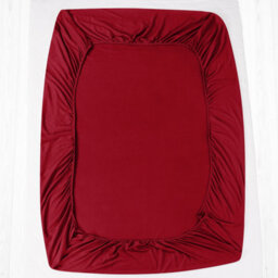 Ameha 100% Cotton Jersey Fitted Sheet Burgundy Soft Anti Allergy 30Cm Extra Deep Easy Care Double Bed Sheets 137 X 190Cm - thumbnail 8