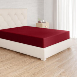 Ameha 100% Cotton Jersey Fitted Sheet Burgundy Soft Anti Allergy 30Cm Extra Deep Easy Care Double Bed Sheets 137 X 190Cm - thumbnail 2