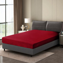Ameha 100% Cotton Jersey Fitted Sheet Burgundy Soft Anti Allergy 30Cm Extra Deep Easy Care Double Bed Sheets 137 X 190Cm - thumbnail 3