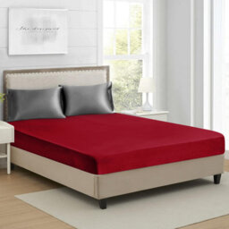 Ameha 100% Cotton Jersey Fitted Sheet Burgundy Soft Anti Allergy 30Cm Extra Deep Easy Care Double Bed Sheets 137 X 190Cm - thumbnail 6