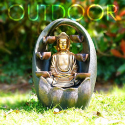 Geezy Solar Water Fountain Led Golden Buddha Solar Water Feature Garden Decoration - thumbnail 2