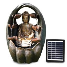 Geezy Solar Water Fountain Led Golden Buddha Solar Water Feature Garden Decoration - thumbnail 1
