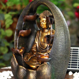 Geezy Solar Water Fountain Led Golden Buddha Solar Water Feature Garden Decoration - thumbnail 6