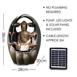 Geezy Solar Water Fountain Led Golden Buddha Solar Water Feature Garden Decoration - thumbnail 7