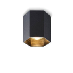 Ultra Beam Lighting Ultrabeam 5 Watt Hexagonal Black Surface Mounted Ceiling Spotlight - 5 Watt Gu10 Lamp - 3000K Warm White - thumbnail 2
