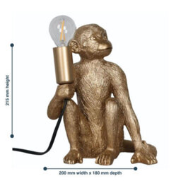 First Choice Lighting Set Of 2 Gold Monkey Table Lamp Or Bedside Lights - thumbnail 6