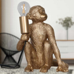First Choice Lighting Set Of 2 Gold Monkey Table Lamp Or Bedside Lights - thumbnail 4