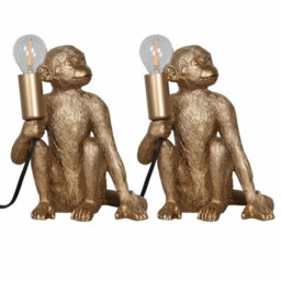 First Choice Lighting Set Of 2 Gold Monkey Table Lamp Or Bedside Lights - thumbnail 1