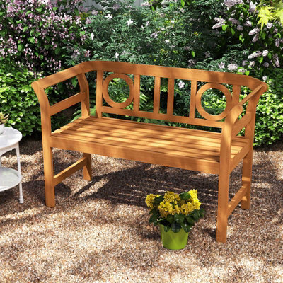 Gainoom Outdoor Bench Acacia Wood 2-Person Patio Loveseat With Backrest And Armrests - image 1