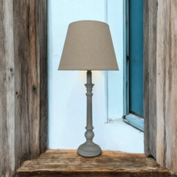 54Cm Wooden Shaped Lamp And Fabric Shade - thumbnail 3