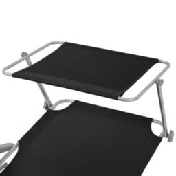 Berkfield Sun Lounger With Canopy Steel Black - thumbnail 4