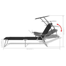 Berkfield Sun Lounger With Canopy Steel Black - thumbnail 8