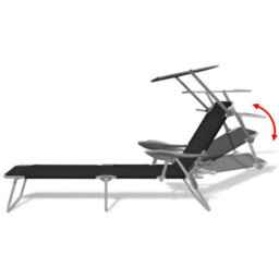 Berkfield Sun Lounger With Canopy Steel Black - thumbnail 6