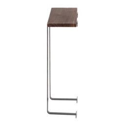 Thehotsale Modern Black Metal Wall-Mounted Towel Rack With Brown Wooden Shelf - thumbnail 5