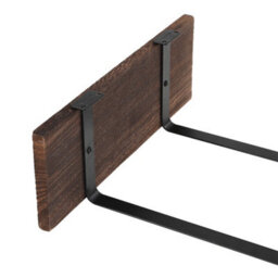 Thehotsale Modern Black Metal Wall-Mounted Towel Rack With Brown Wooden Shelf - thumbnail 6