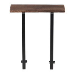 Thehotsale Modern Black Metal Wall-Mounted Towel Rack With Brown Wooden Shelf - thumbnail 4