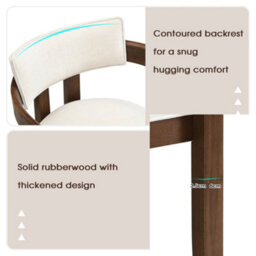 Linen Dining Chairs With Solid Wood Legs, Walnut Wood Colour, Set Of 4 - thumbnail 8