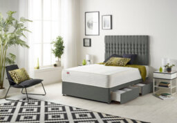 Somnior Beds Somnior Galaxy Linen Grey 5Ft Memory Foam Divan Bed With 2 Drawers, Mattress & Headboard - King - thumbnail 3