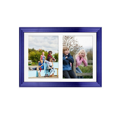 AK Frames 20X14 Purple Classic Multi Photo Frame With White Mount - Holds 2 Apertures (2X) A4 Photos - image 1