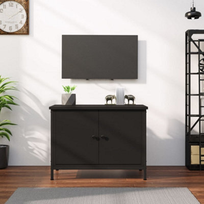Berkfield Tv Cabinet With Doors Black 60X35X45 Cm Engineered Wood - image 1