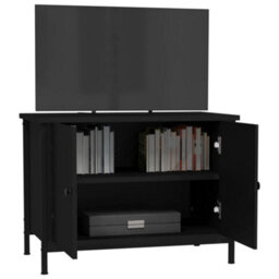Berkfield Tv Cabinet With Doors Black 60X35X45 Cm Engineered Wood - thumbnail 4