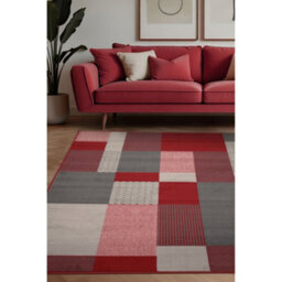 Melrose Colorama Montreal Red Square Design Small Indoor Area Rug 080/150Cm - thumbnail 1