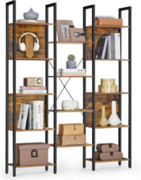 Songmics Large Industrial Bookcase, Metal Frame Storage Unit, Home Office Display Shelf, Rustic Brown And Ink Black - thumbnail 7