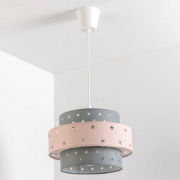 CGC Lighting Cgc Starlight Grey & Pink Star Two Tier Easy Fit Lamp Shade Kids Childrens - thumbnail 2
