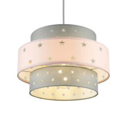 CGC Lighting Cgc Starlight Grey & Pink Star Two Tier Easy Fit Lamp Shade Kids Childrens - thumbnail 4