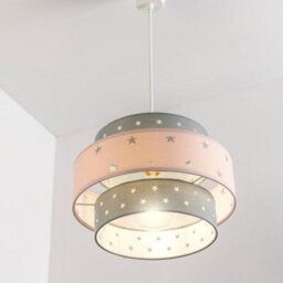 CGC Lighting Cgc Starlight Grey & Pink Star Two Tier Easy Fit Lamp Shade Kids Childrens - thumbnail 6
