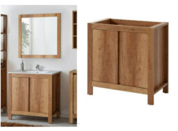Impact Furniture Bathroom Freestanding Vanity Unit 800mm Floor Sink Cabinet Cupboard Oak Effect Storage Shelf Classic - thumbnail 7