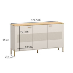 Heze Furniture Ruben 3 Door Sideboard - Cashmere / Stone Oak - thumbnail 4